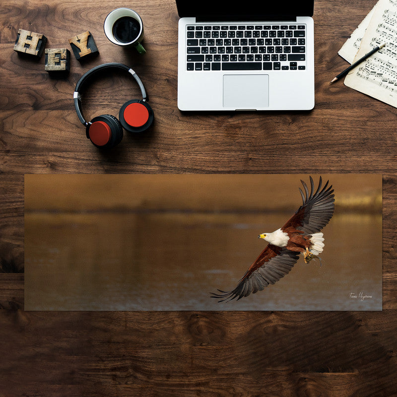 african fish eagle visarend flyby Large Desk Pad By Fanie Heymans