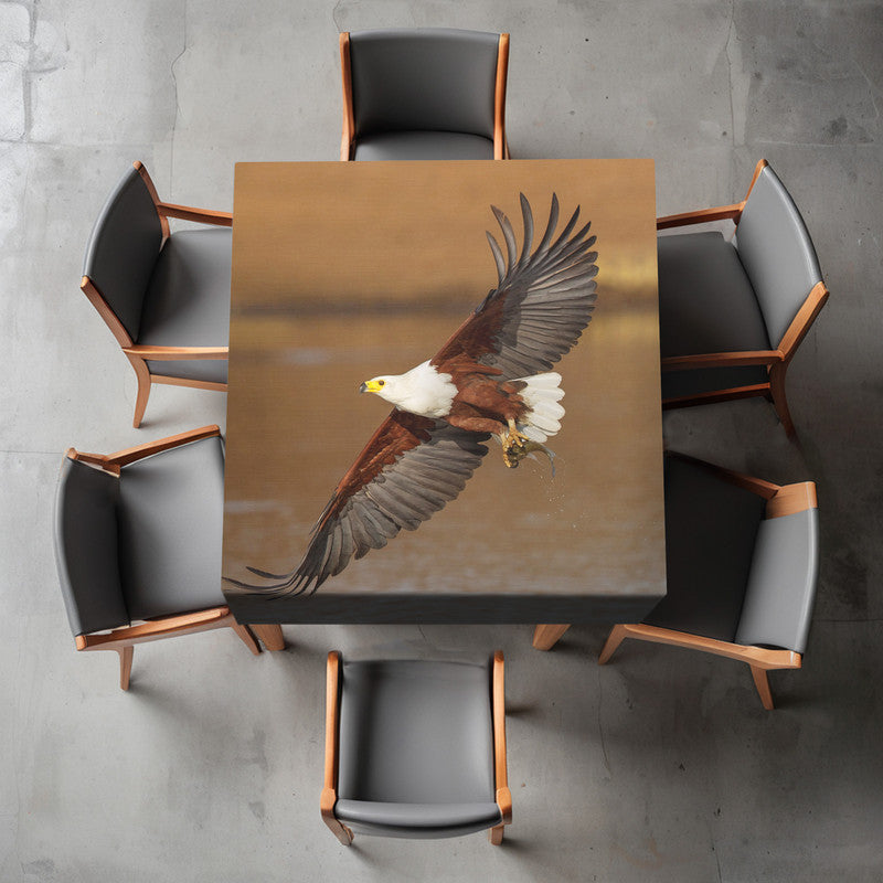 African Fish Eagle Flyby Square Tablecloth By Fanie Heymans