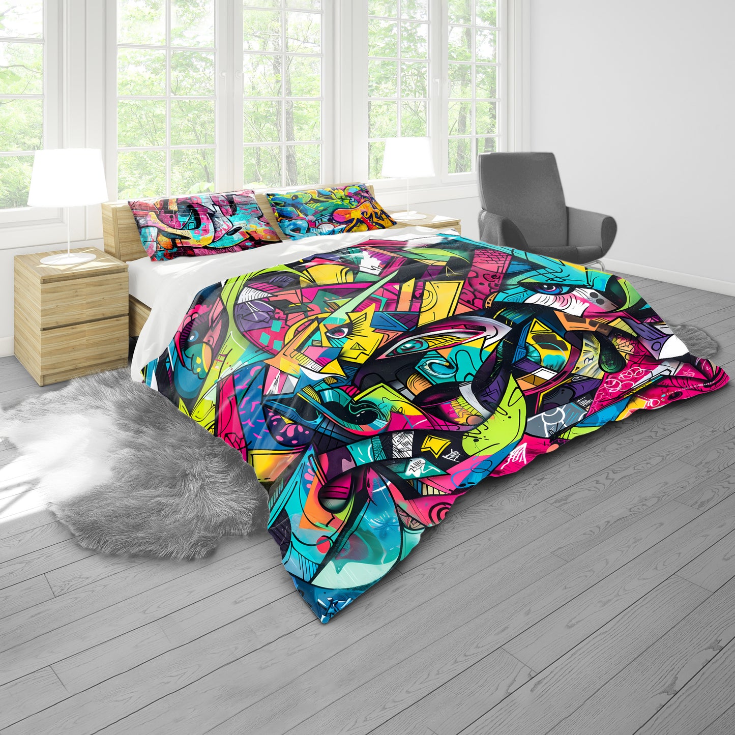 Colourful Graffiti By Wikus Schalkwyk Duvet Cover Set