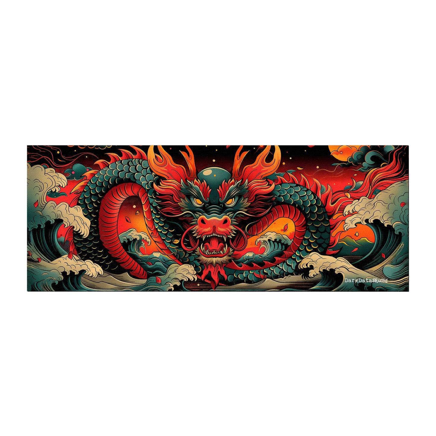 Blue Dragon by Wikus Schalkwyk Large Desk Pad