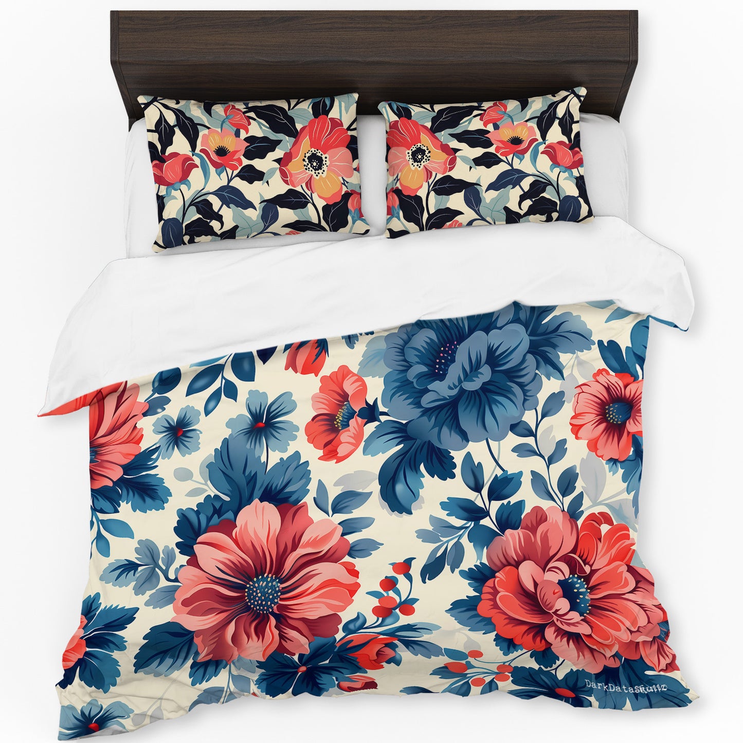 Floral Pattern Red By Wikus Schalkwyk Duvet Cover Set
