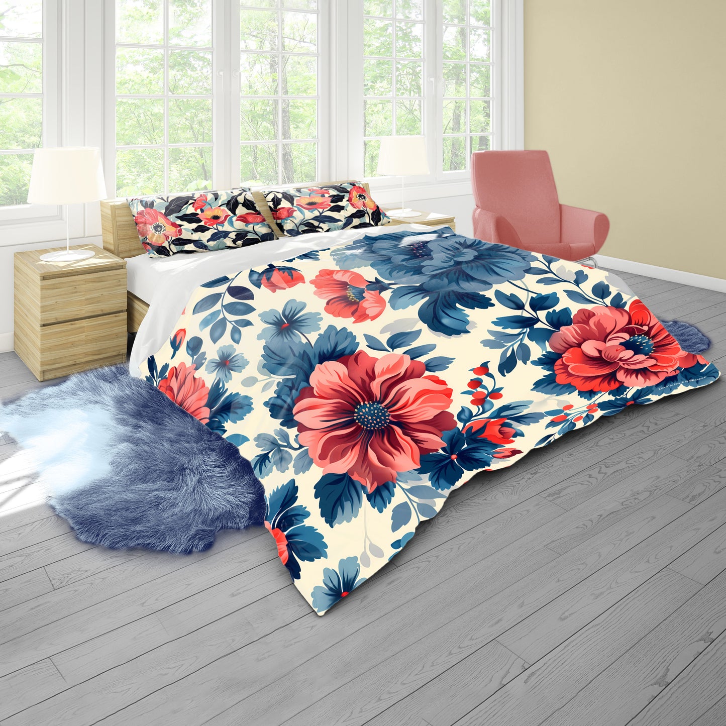 Floral Pattern Red By Wikus Schalkwyk Duvet Cover Set