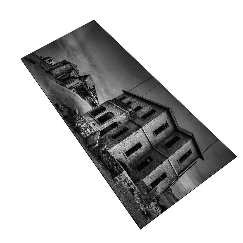 kolmanskop gost buildings black white Large Desk Pad By Fanie Heymans