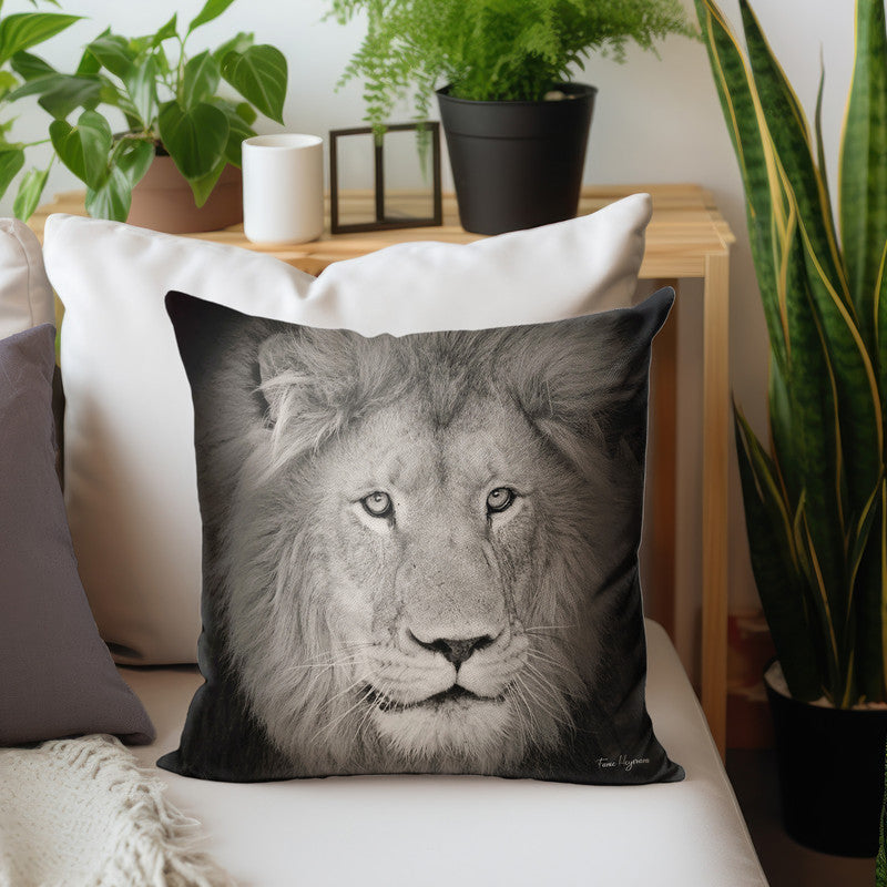 Male Lion Black & White Luxury Scatter By Fanie Heymans