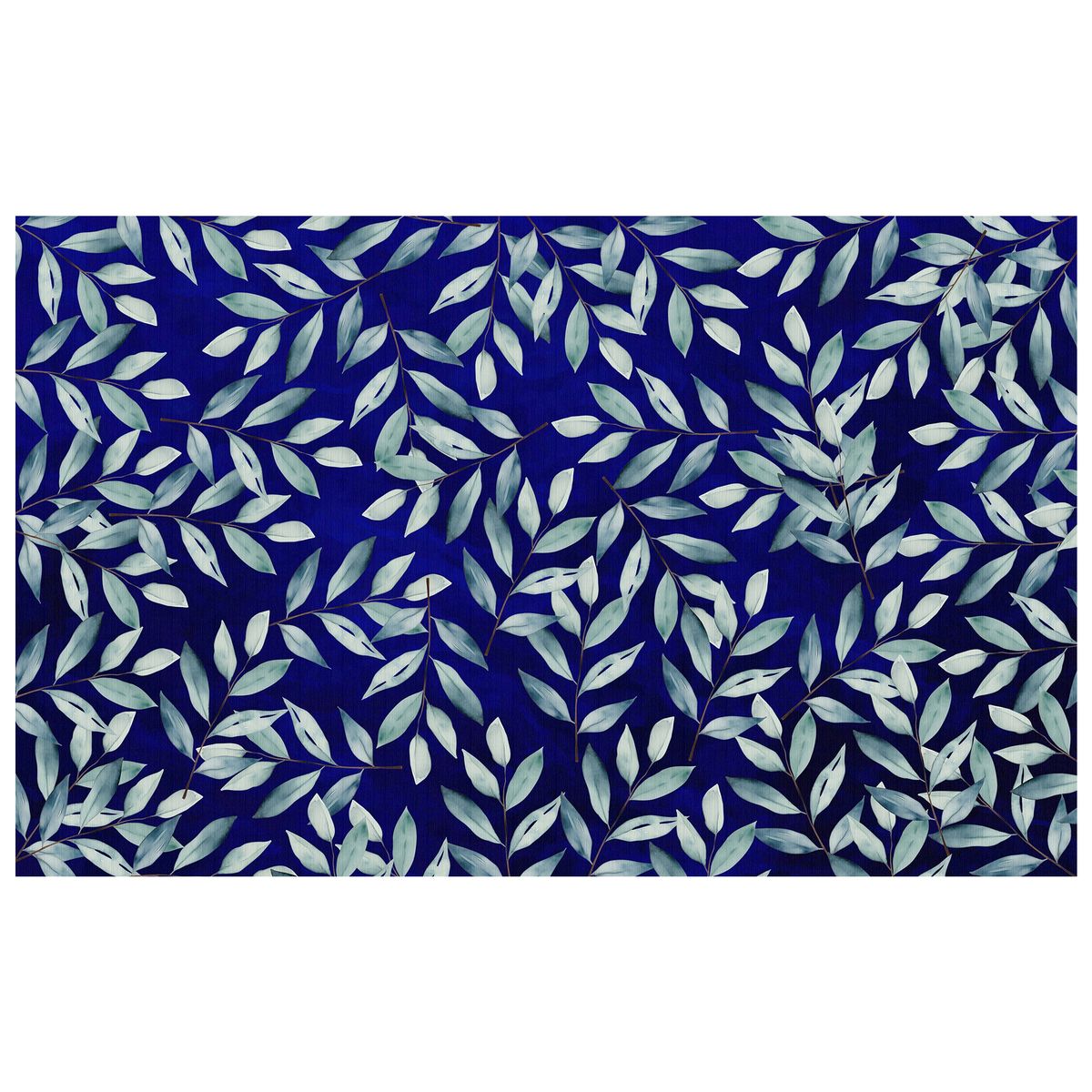 Royal Blue Waterpainted Leaves Rectangle Tablecloth by Mark Van Vuuren