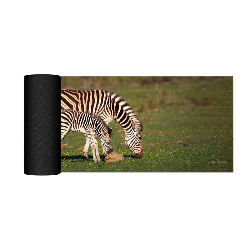 zebra mother baby wildlife Large Desk Pad By Fanie Heymans