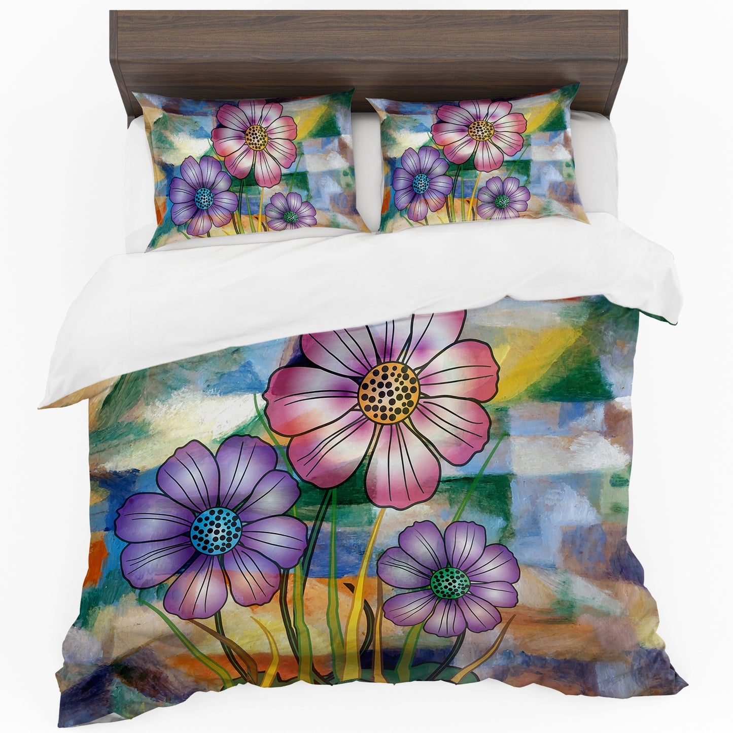 Rainbow Flower Triplets Duvet Cover Set By Mark Van Vuuren
