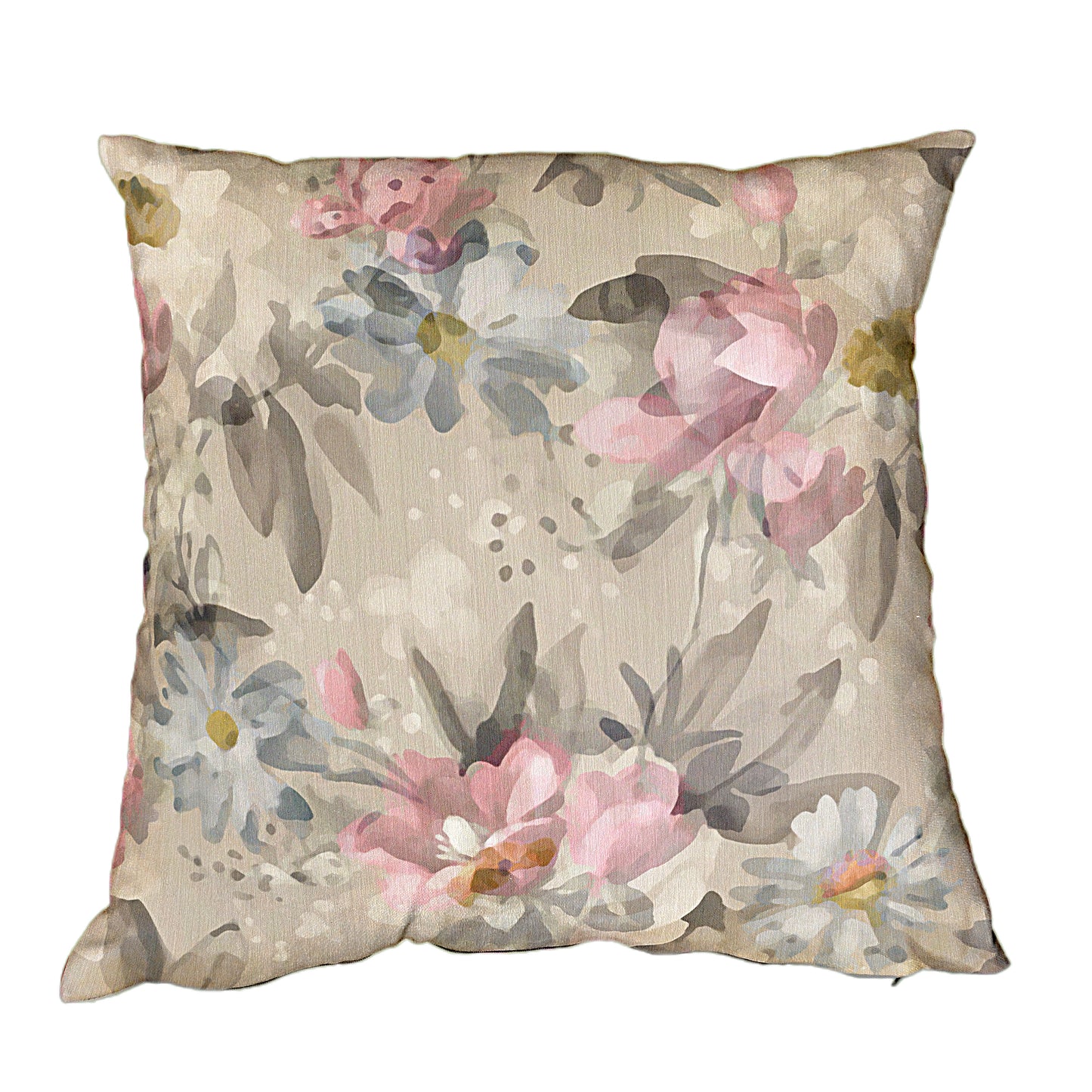 Pink and White Florals on Beige Luxury Scatter By Mark Van Vuuren