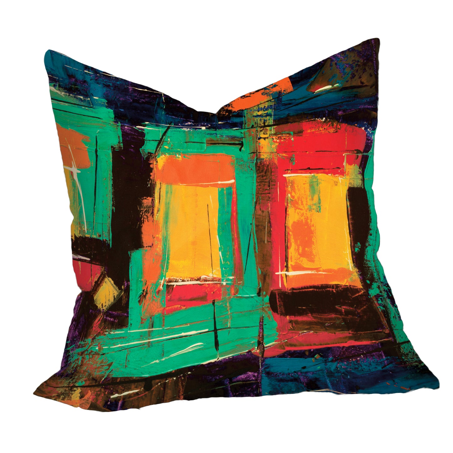 Green and Orange Abstract Painted Blocks Luxury Scatter