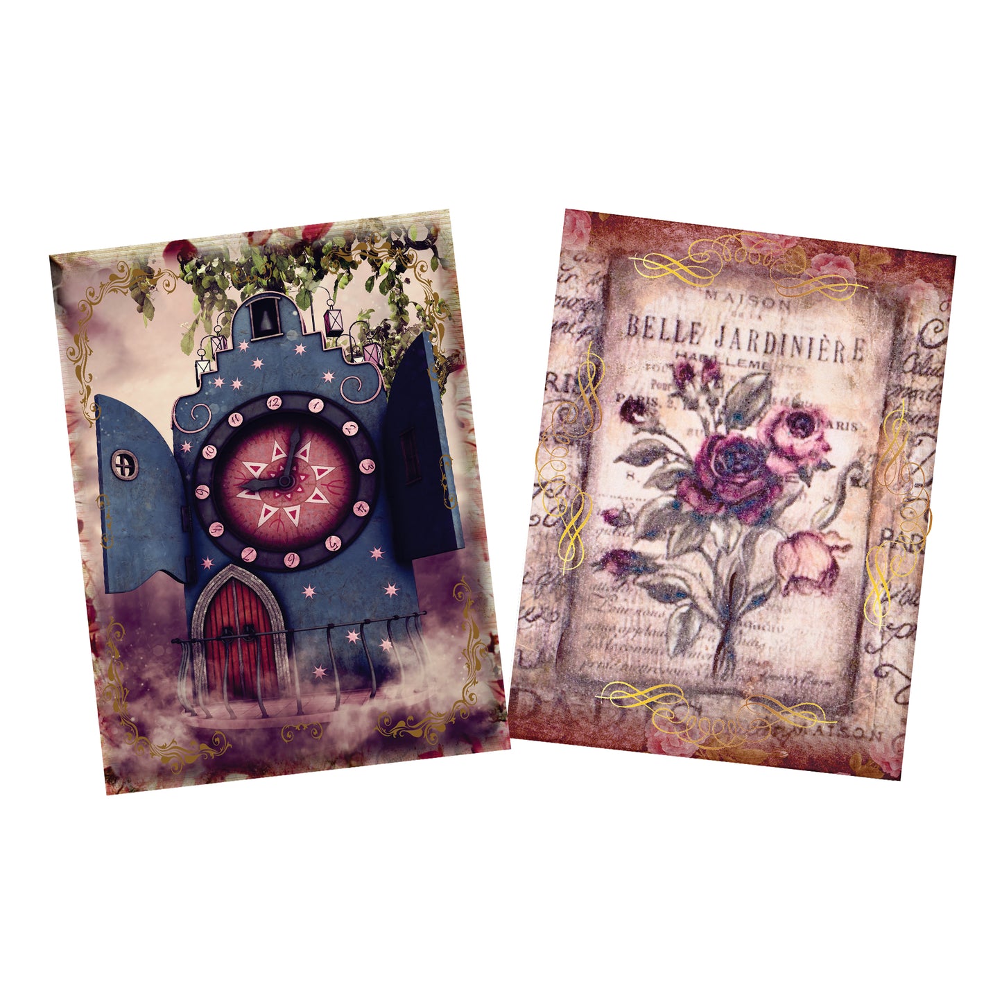 Antique Floral Clock Decoupage A1