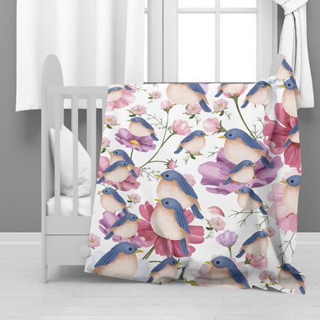 Birds on Floral Minky Blanket By Mark van Vuuren