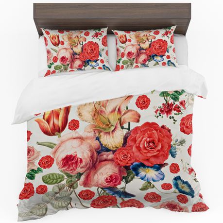 Bright Peach Flowers Duvet Cover Set - By Mark van Vuuren