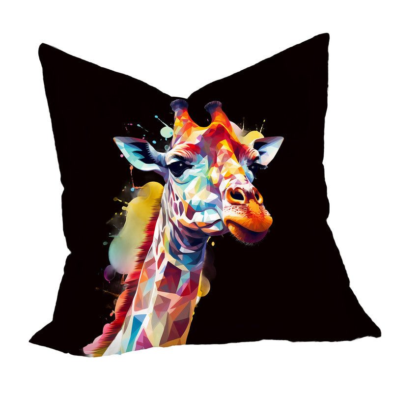 Bright Giraffe on Black Luxury Scatter