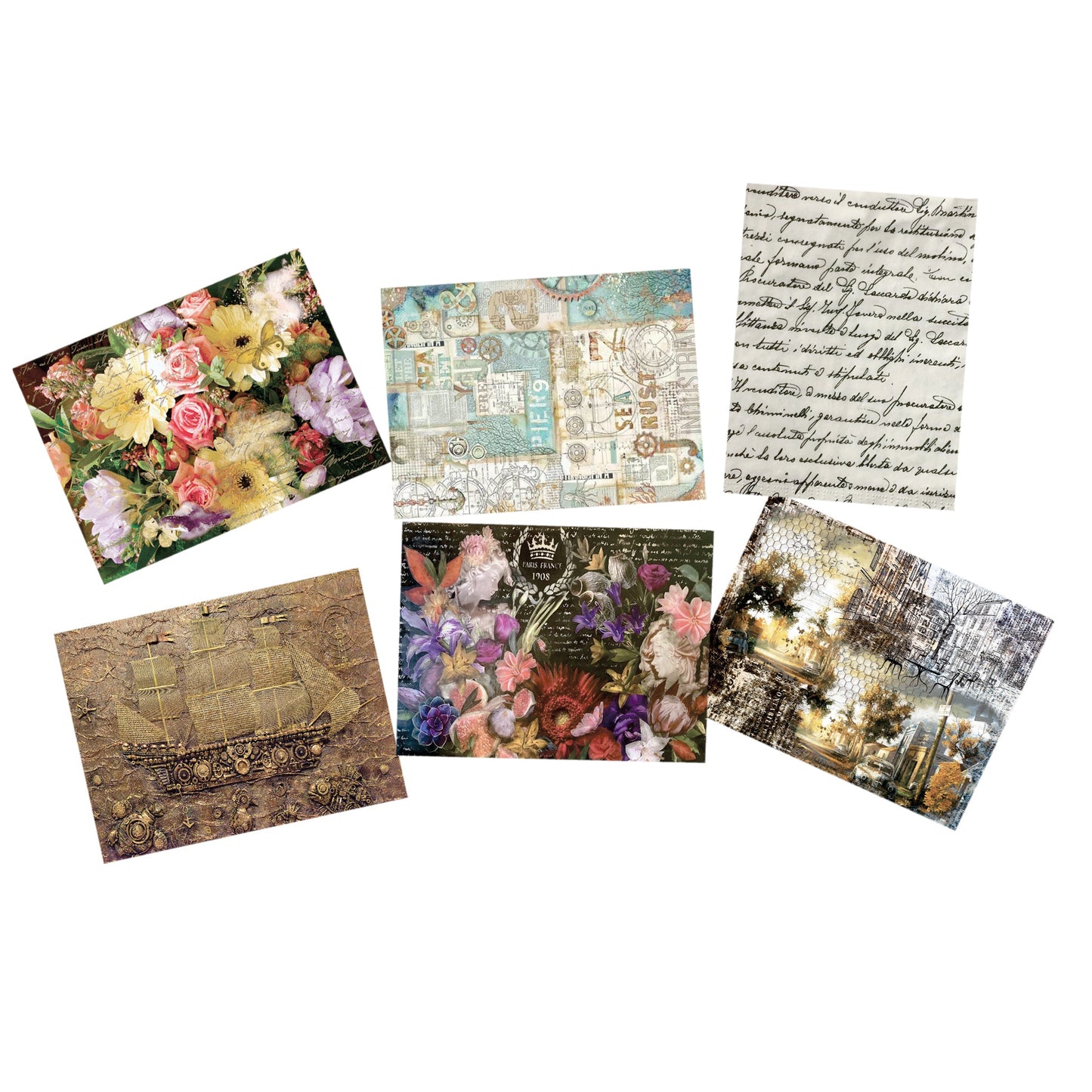 Decoupage Tear Resistant Transfers - Collage of Old A4 or A5