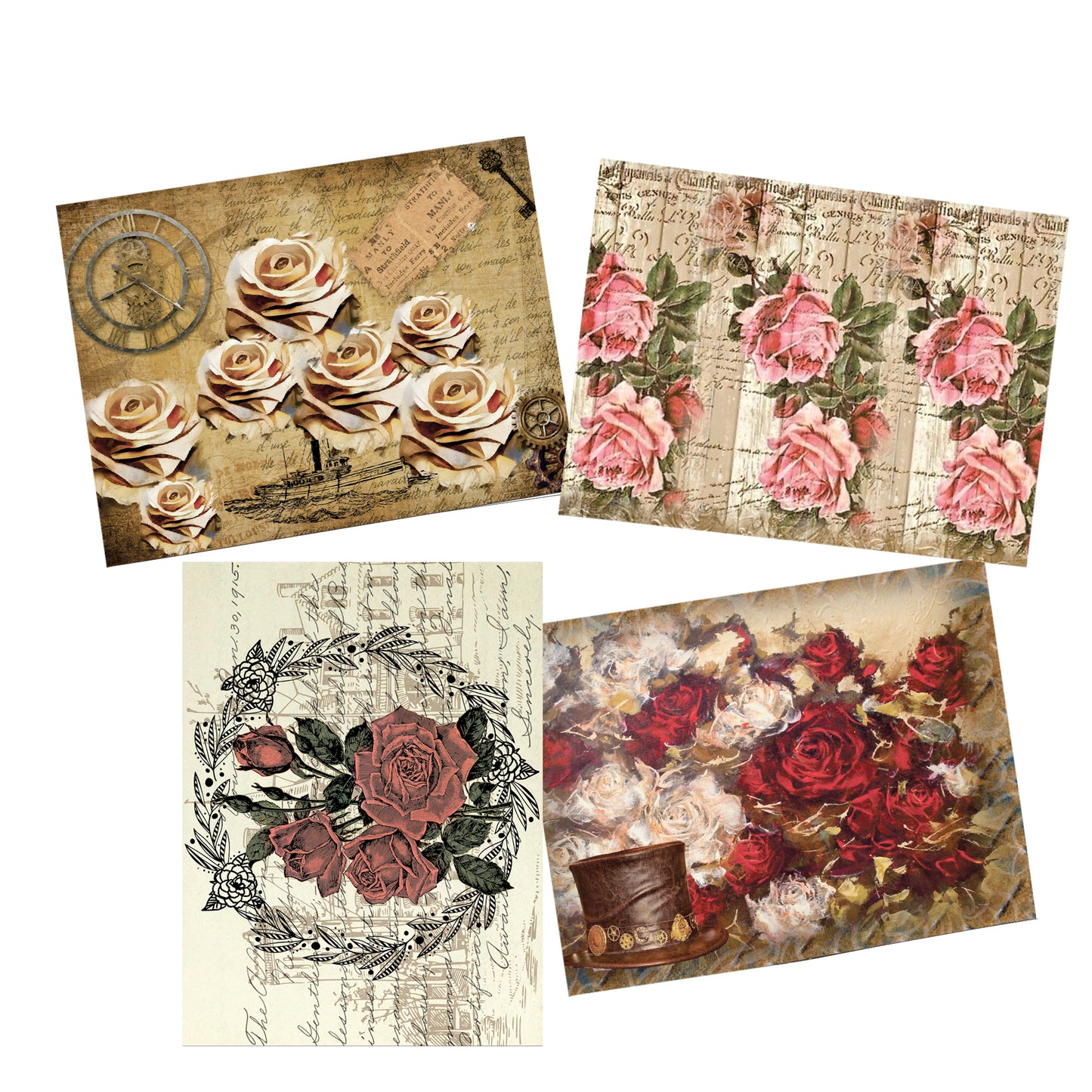 Vintage Roses Decoupage A3