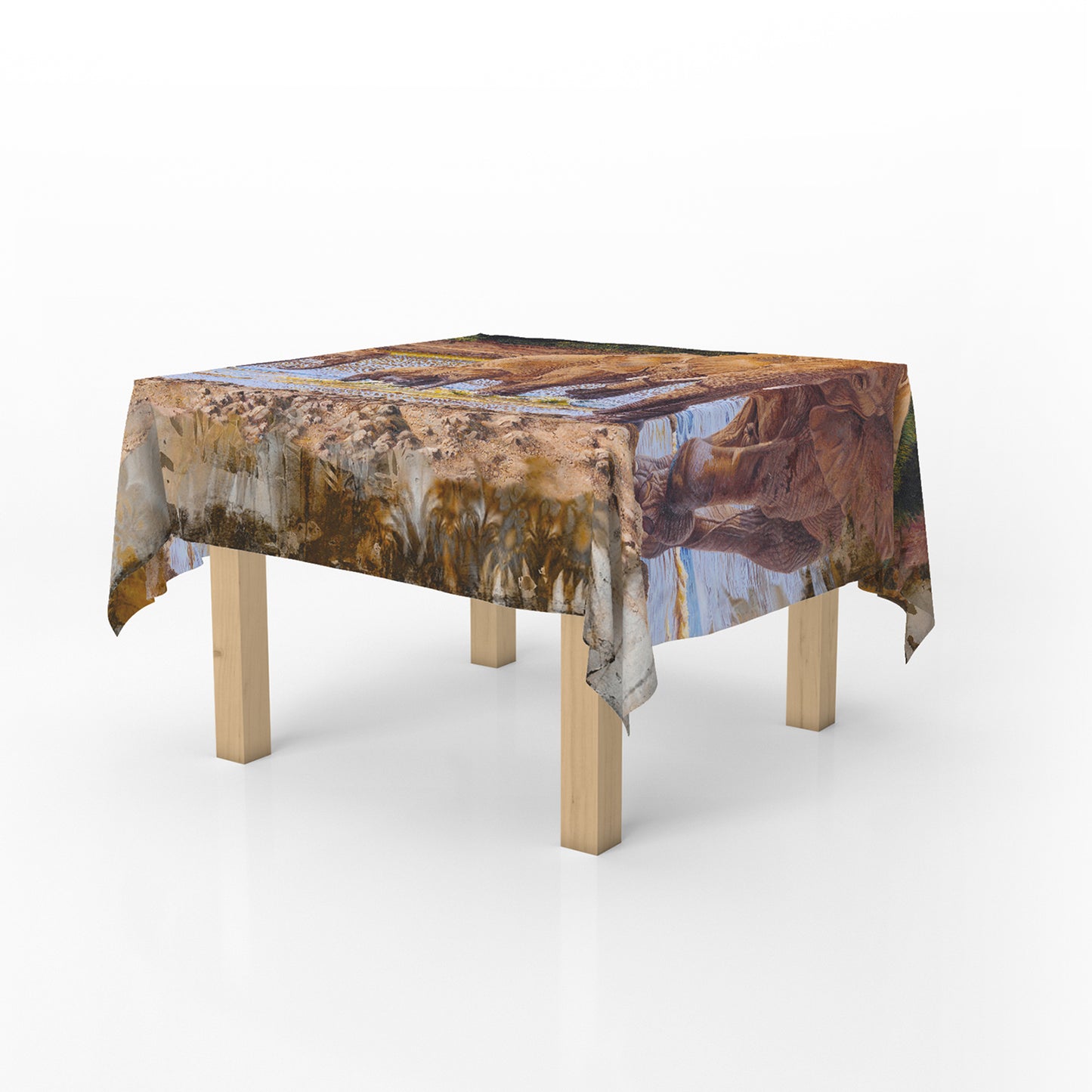 Elephants Square Tablecloth By Delene Lambert
