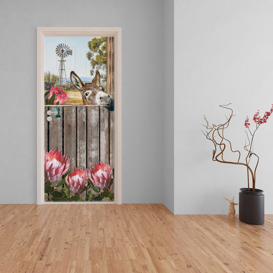 Donkey & Protea Decoupage 800mm x 2000mm (Door)