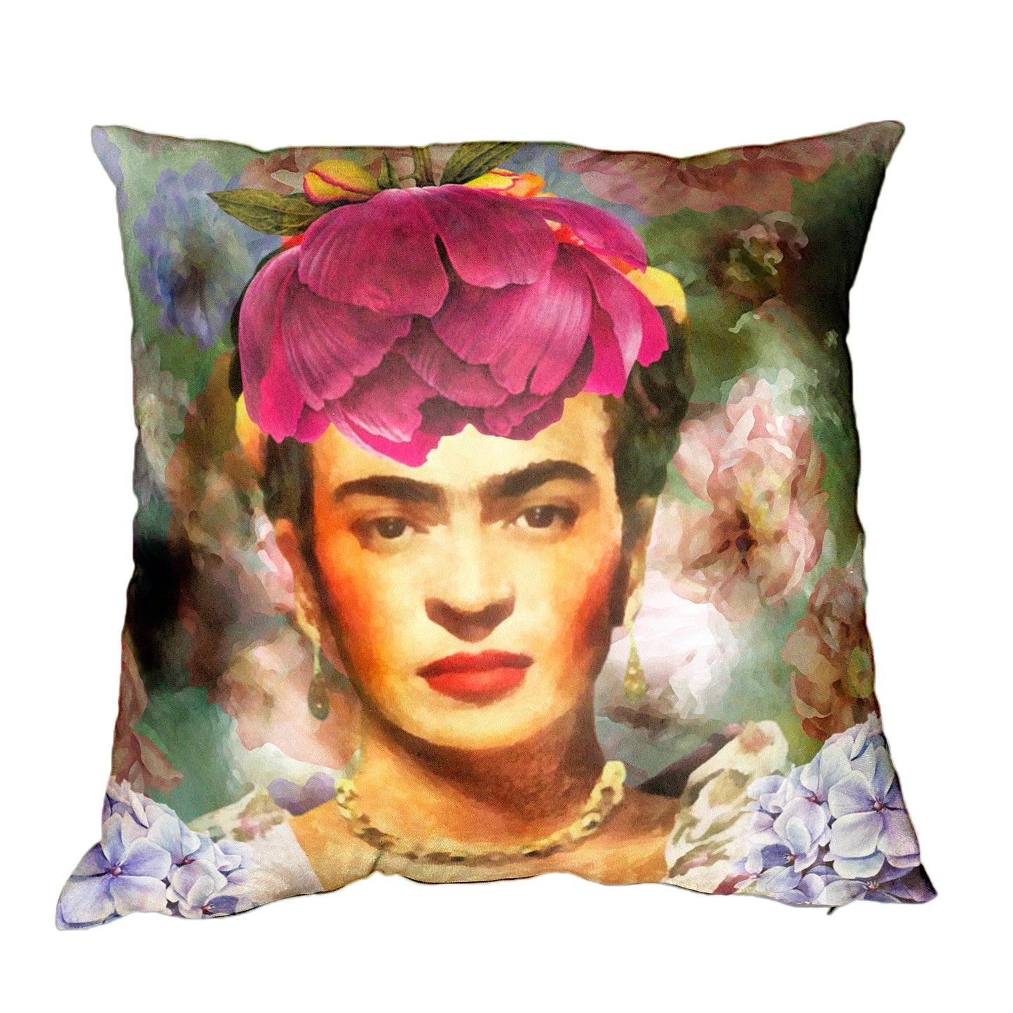 Frida Kahlo Pink Floral on Green Luxury Scatter By Mark Van Vuuren
