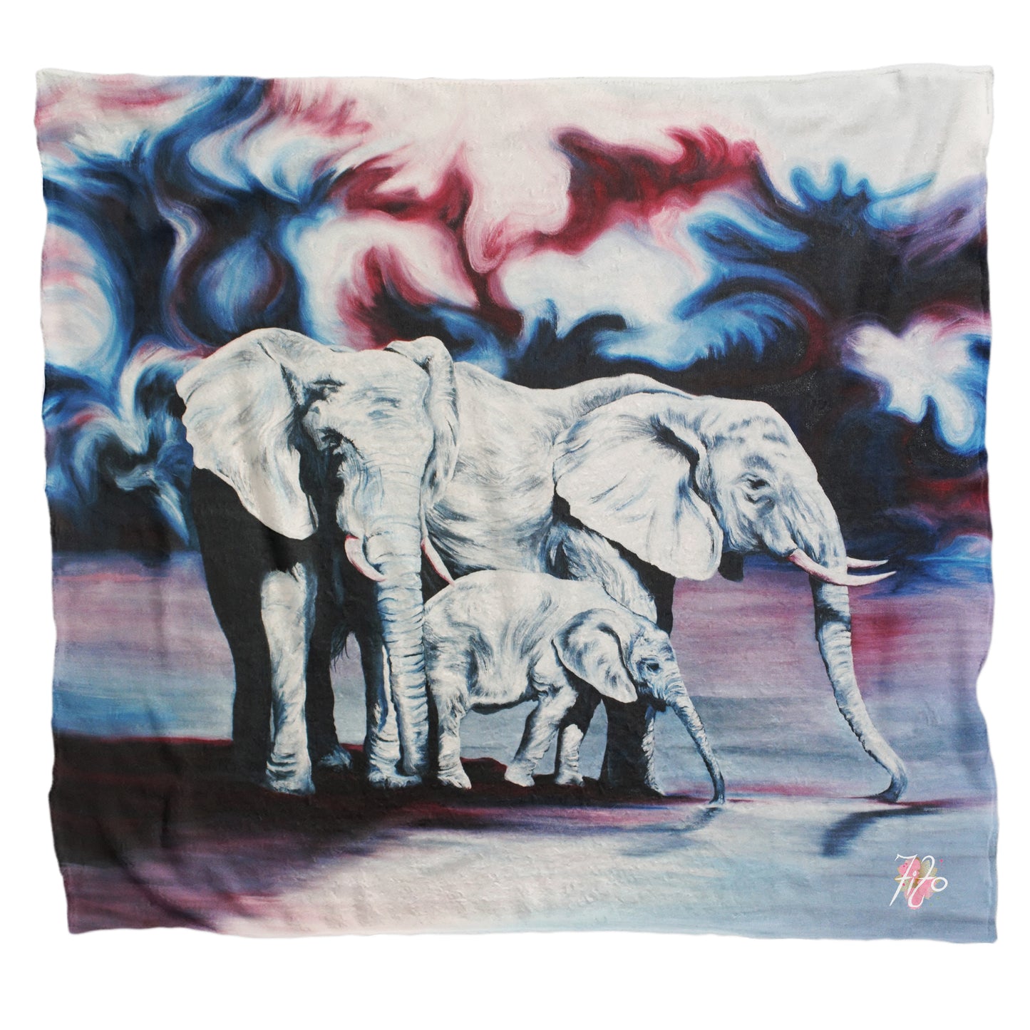 Colourful Dream Elephants Light Weight Fleece Blanket by Fifo