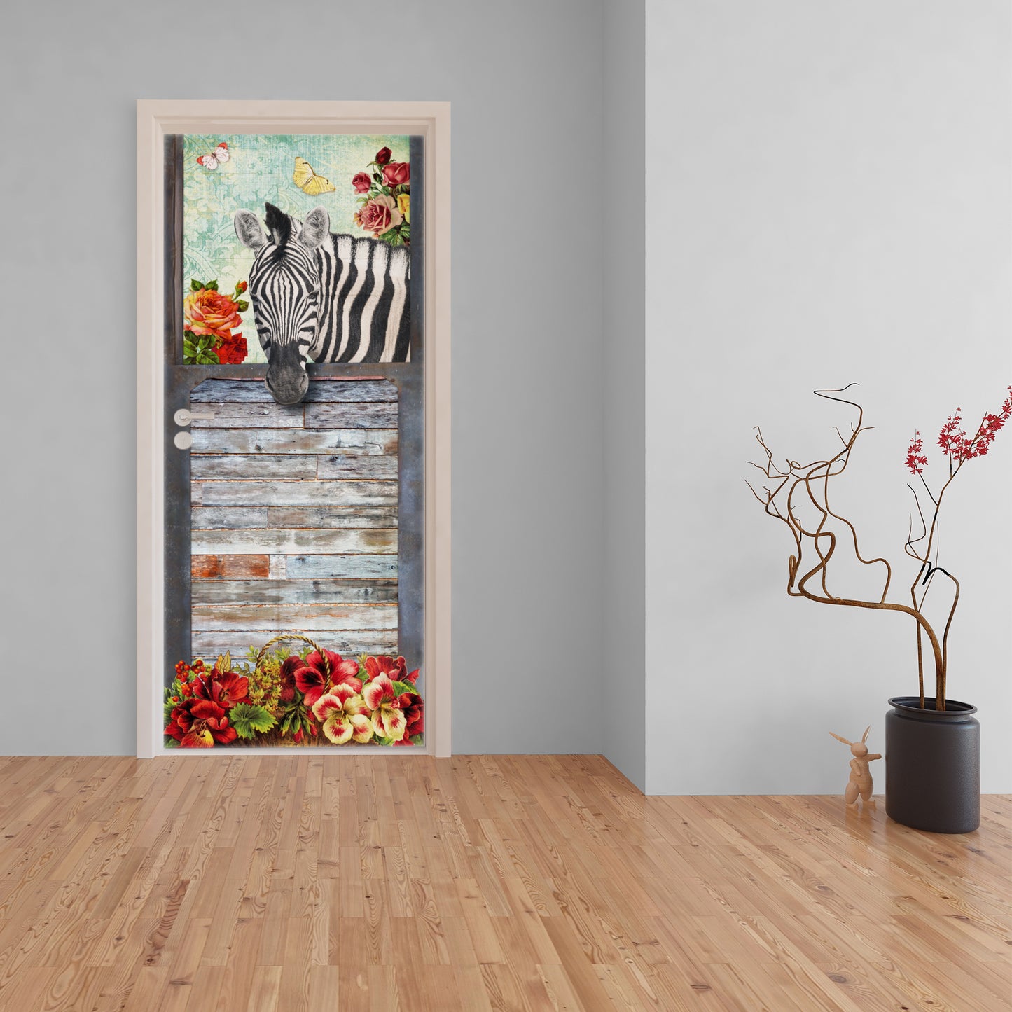 Floral Zebra Decoupage 800mm x 2000mm (Door)