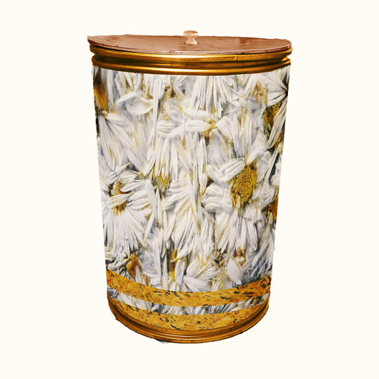 Gold Daisies Decoupage Drum Cover