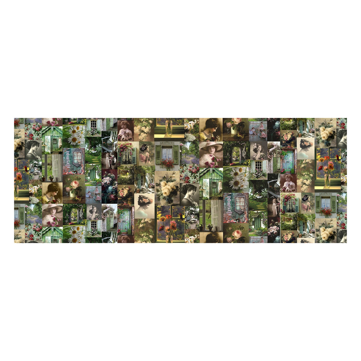 Green Toned Vintage Pattern Decoupage Drum Cover