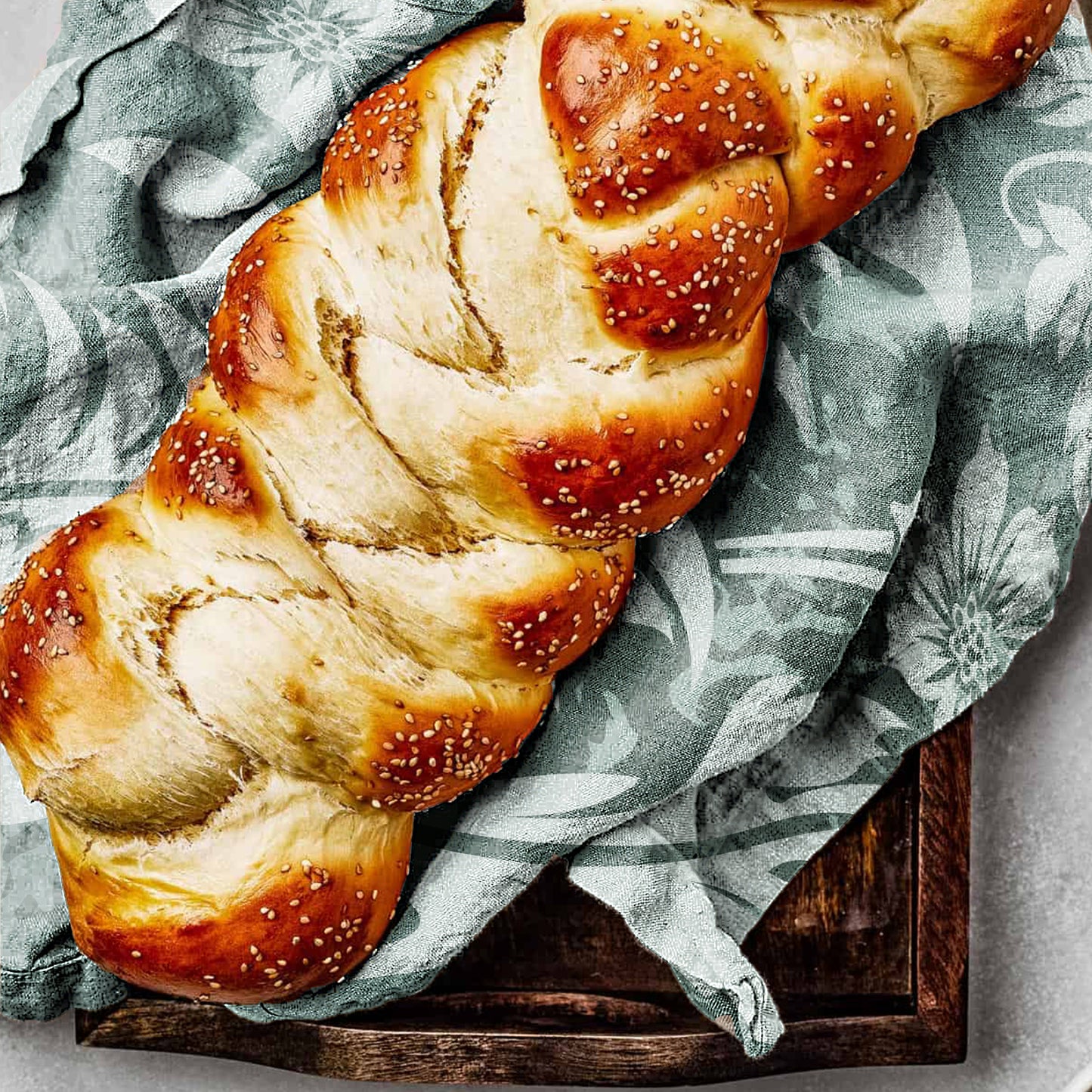 Grey and White Leaf Pattern Tea Towel