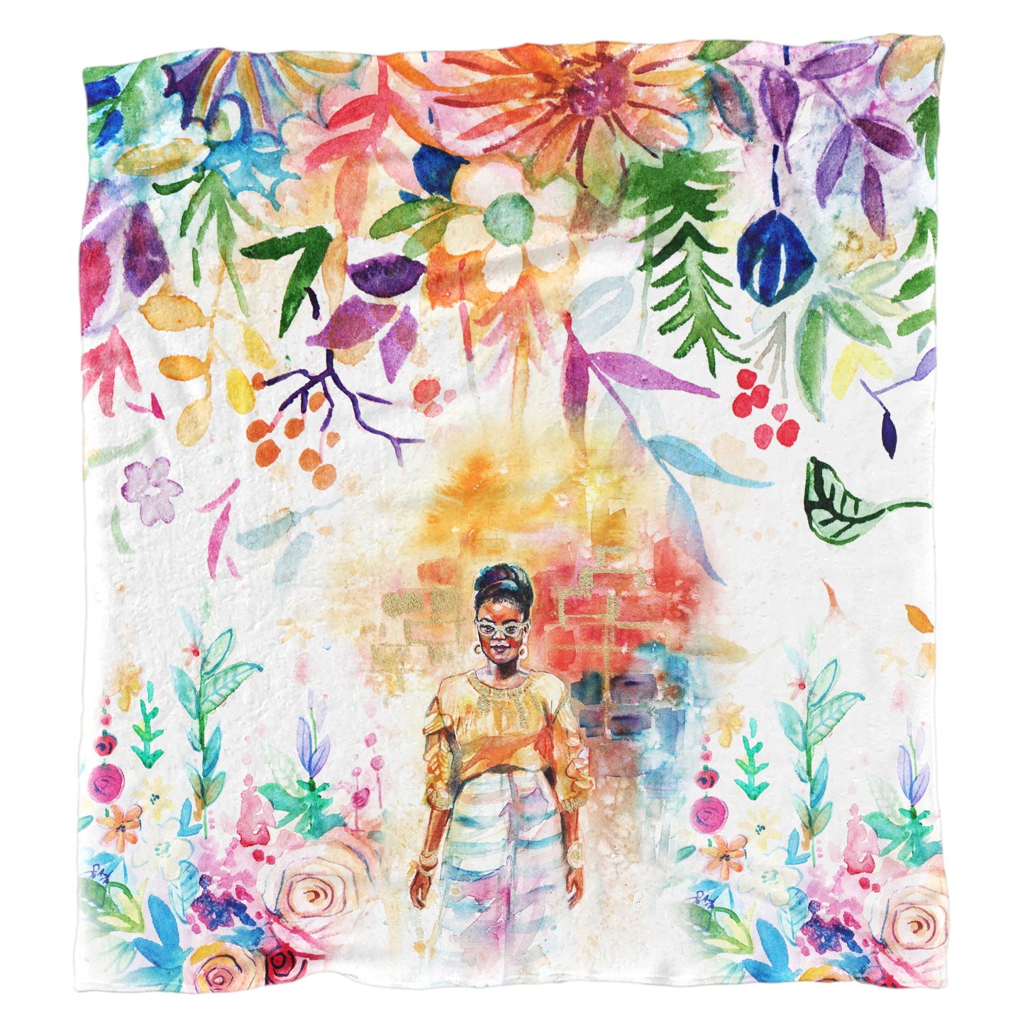 Flower Journey Light Weight Fleece Blanket by Kristin van Lieshout