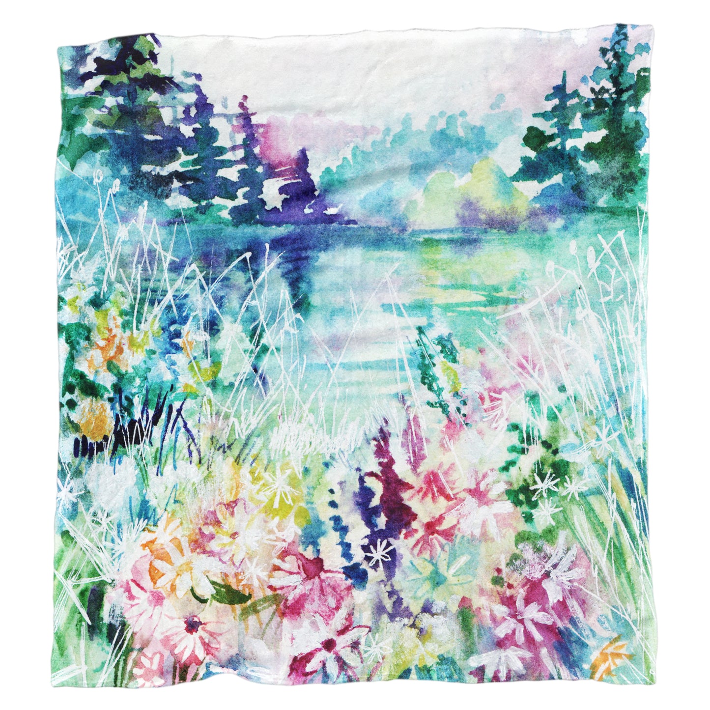 Colourful Garden Light Weight Fleece Blanket by Kristin van Lieshout