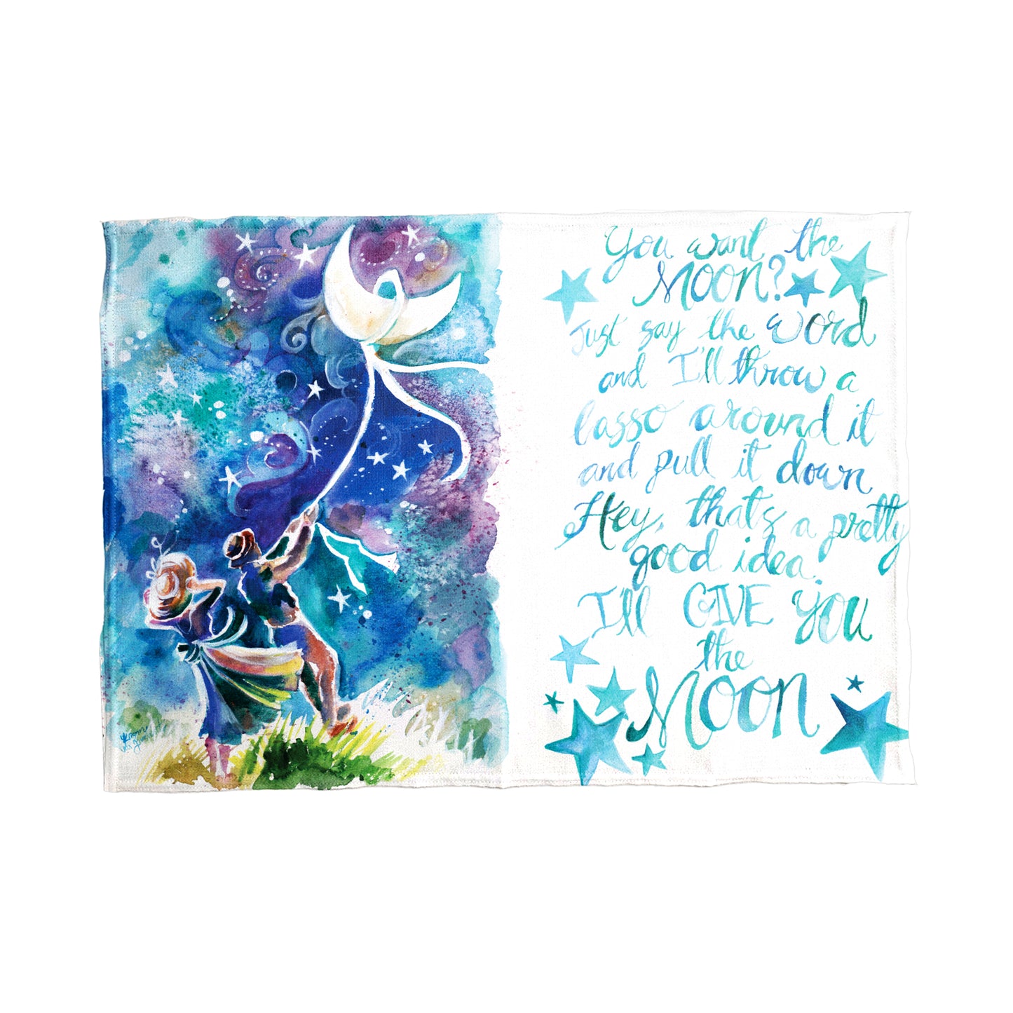 Want The Moon By Kristin Van Lieshout Tea Towel