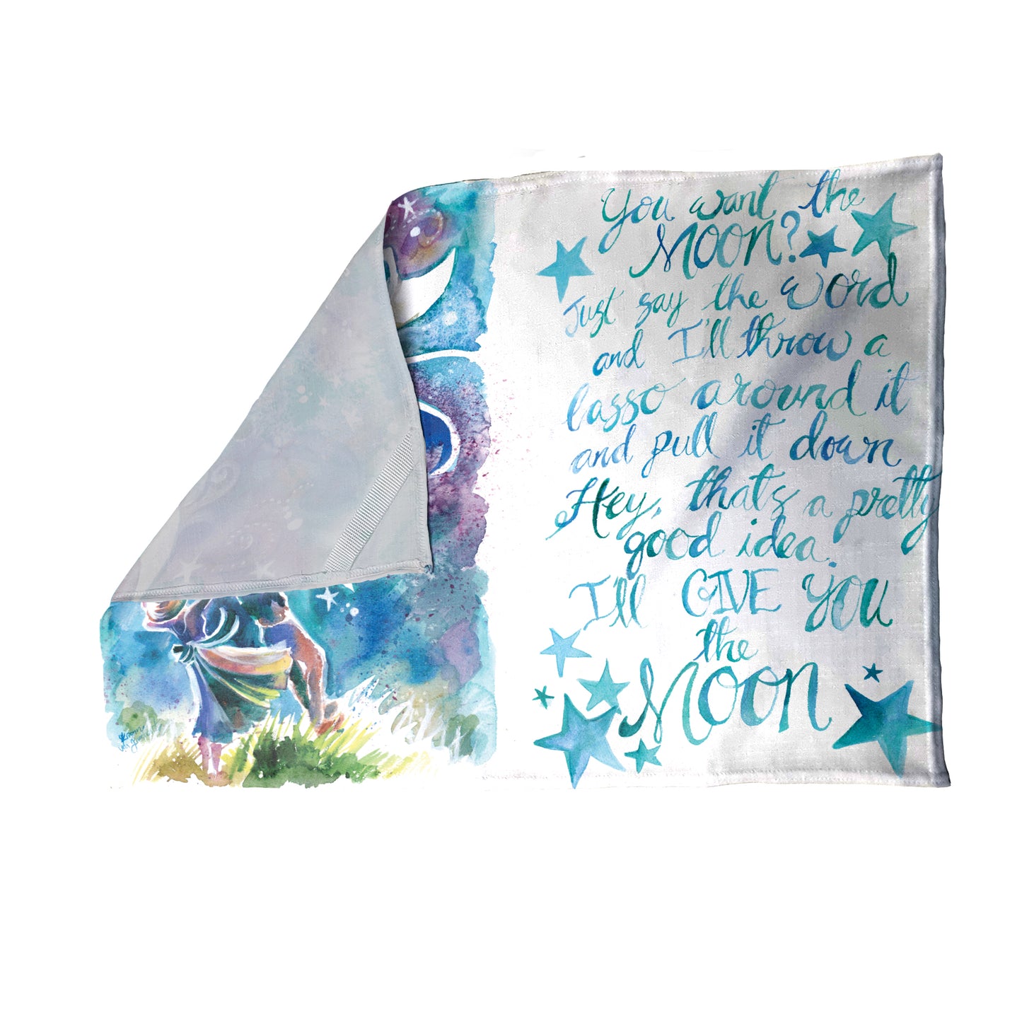 Want The Moon By Kristin Van Lieshout Tea Towel
