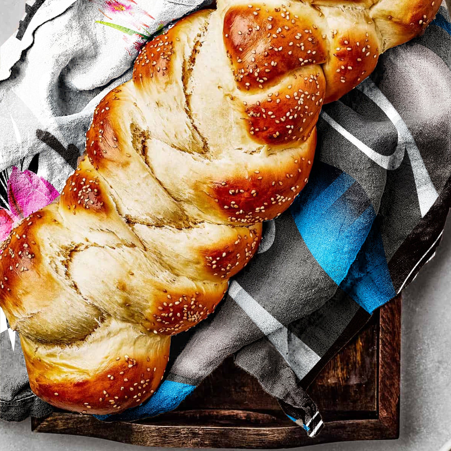 Mix of Florals and Grey Blocks Tea Towels