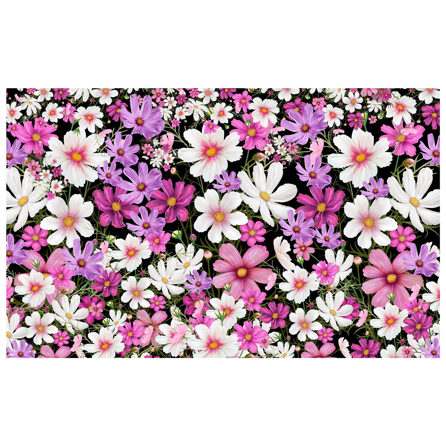 Cosmos on Black Rectangle Tablecloth By Mark Van Vuuren