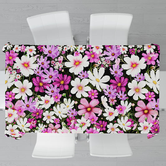 Cosmos on Black Rectangle Tablecloth By Mark Van Vuuren
