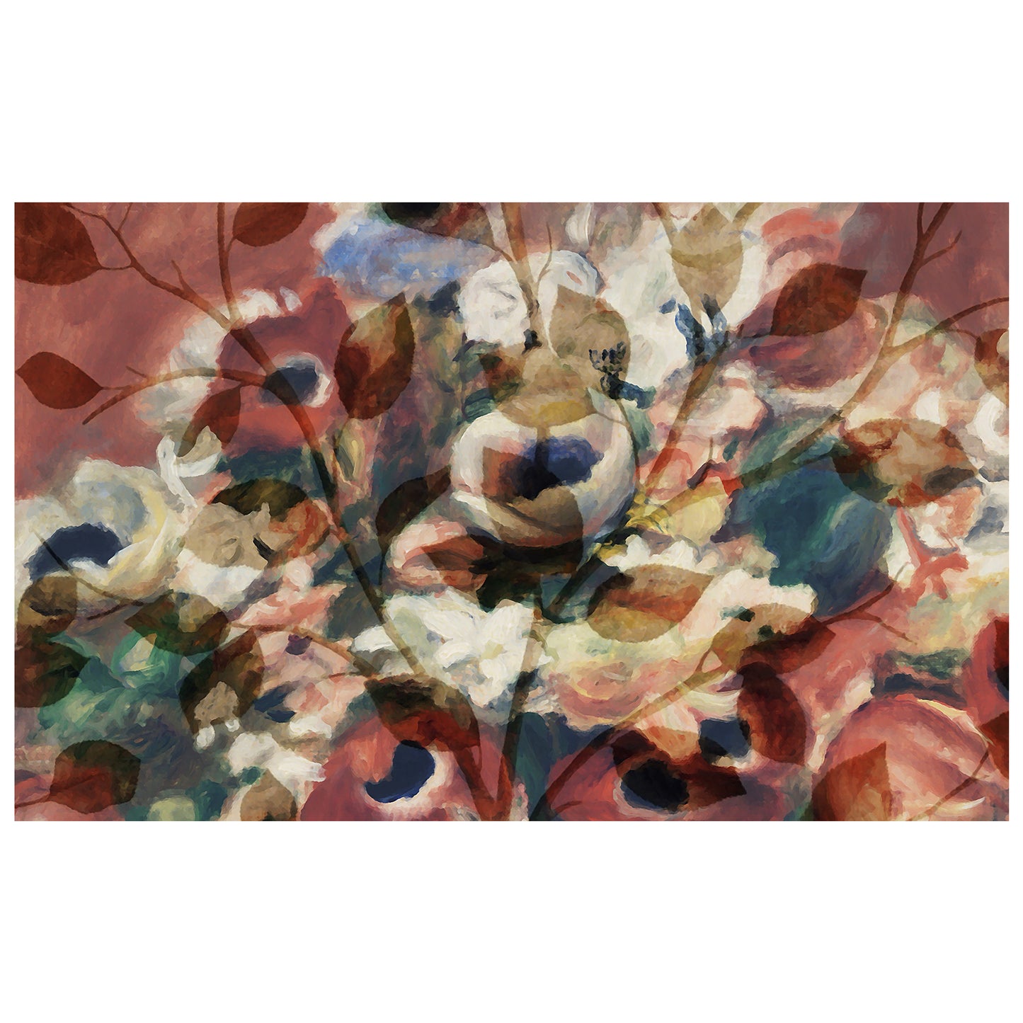 Earthy Toned Flower Pattern Rectangle Tablecloth By Mark Van Vuuren