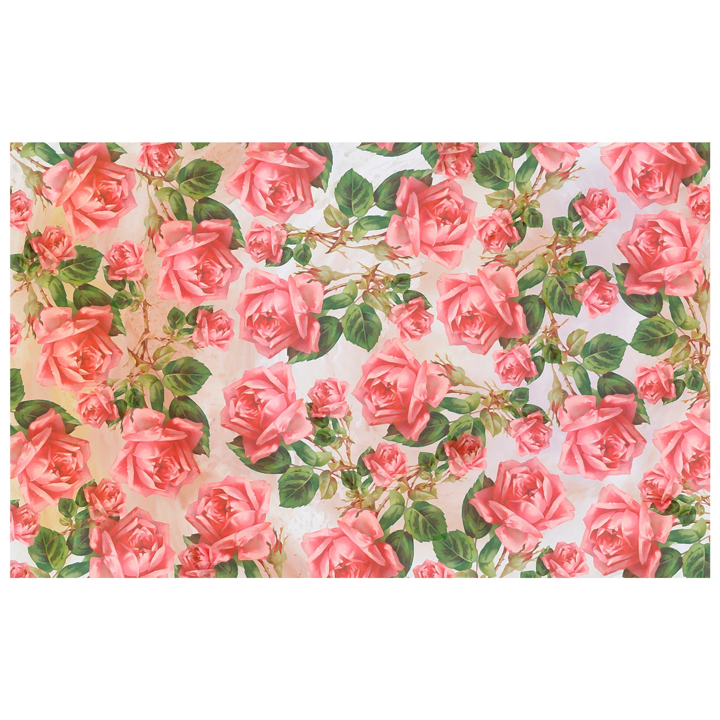 Pink Roses & Green Leaves Rectangle Tablecloth By Mark Van Vuuren