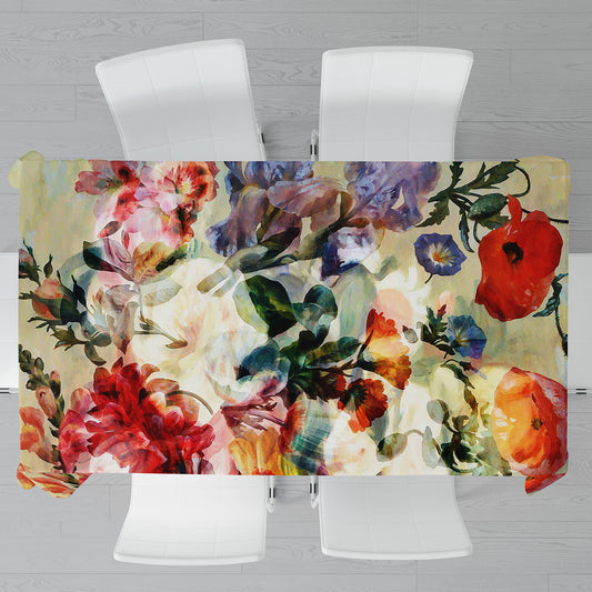 Water Painted Floral Rectangle Tablecloth By Mark Van Vuuren