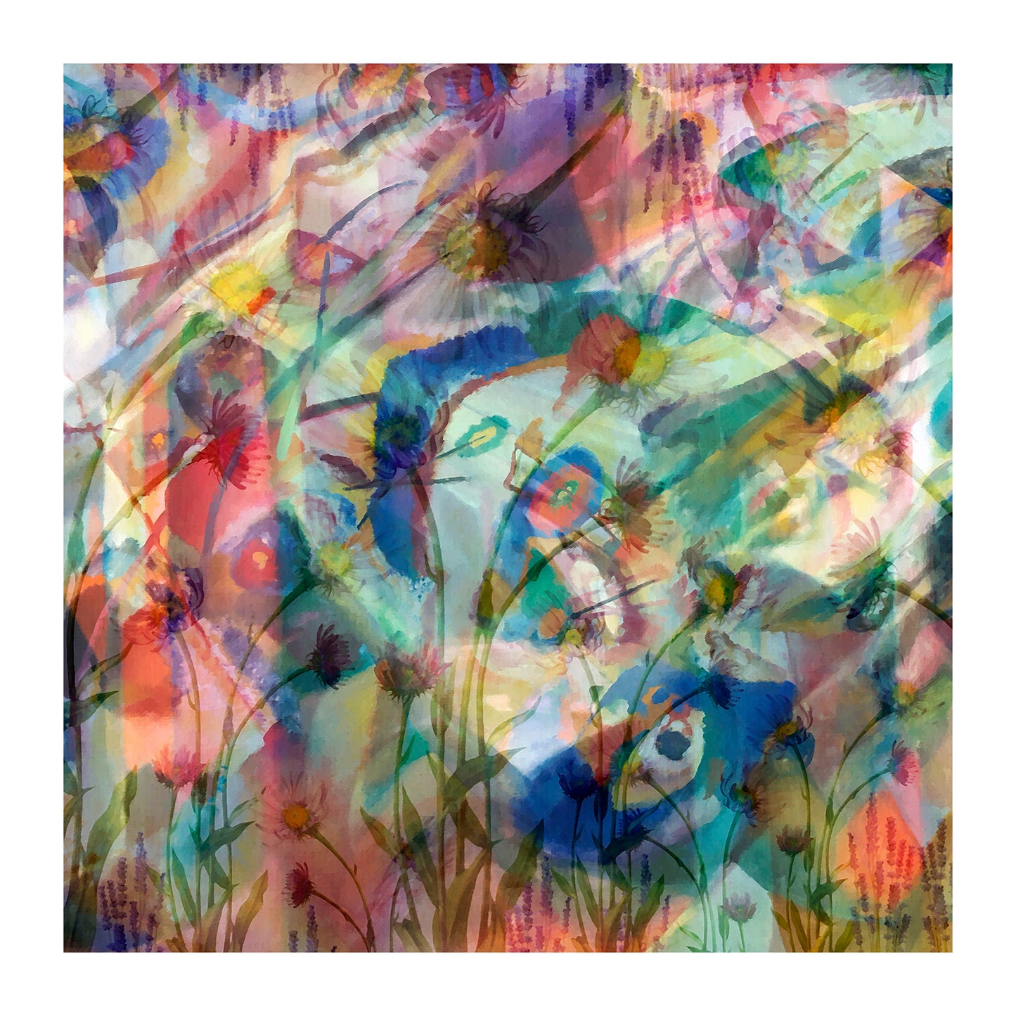 Abstract Colourful Flowers Square Tablecloth By Mark Van Vuuren