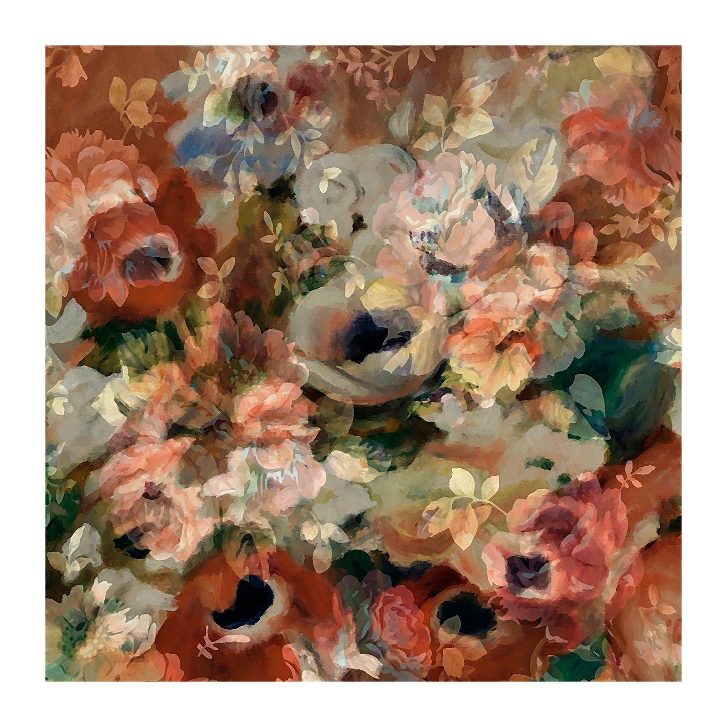 Brown Floral Square Tablecloth By Mark Van Vuuren