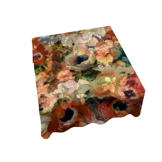 Brown Floral Square Tablecloth By Mark Van Vuuren