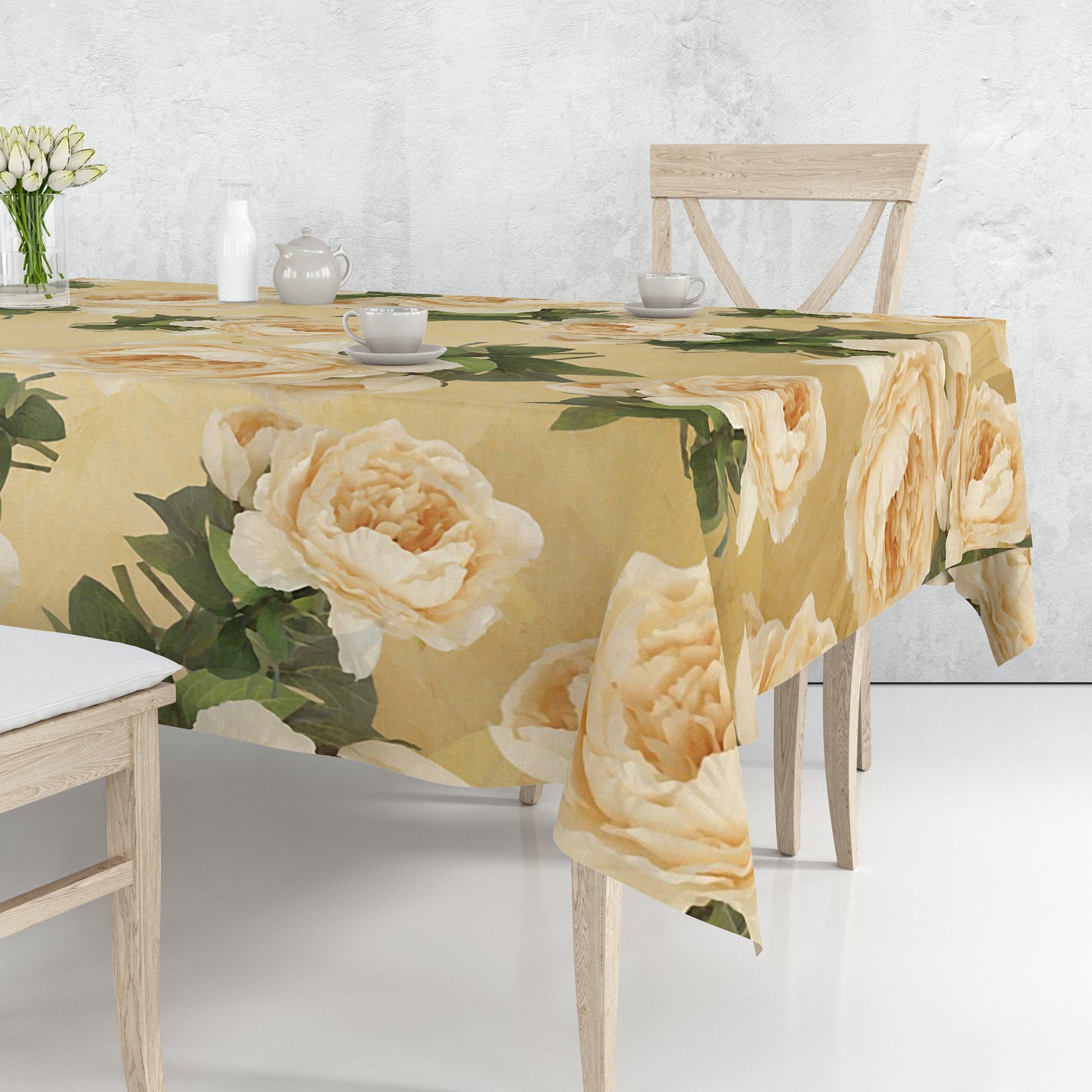 Peach Flower Pattern Rectangle Tablecloth By Mark Van Vuuren
