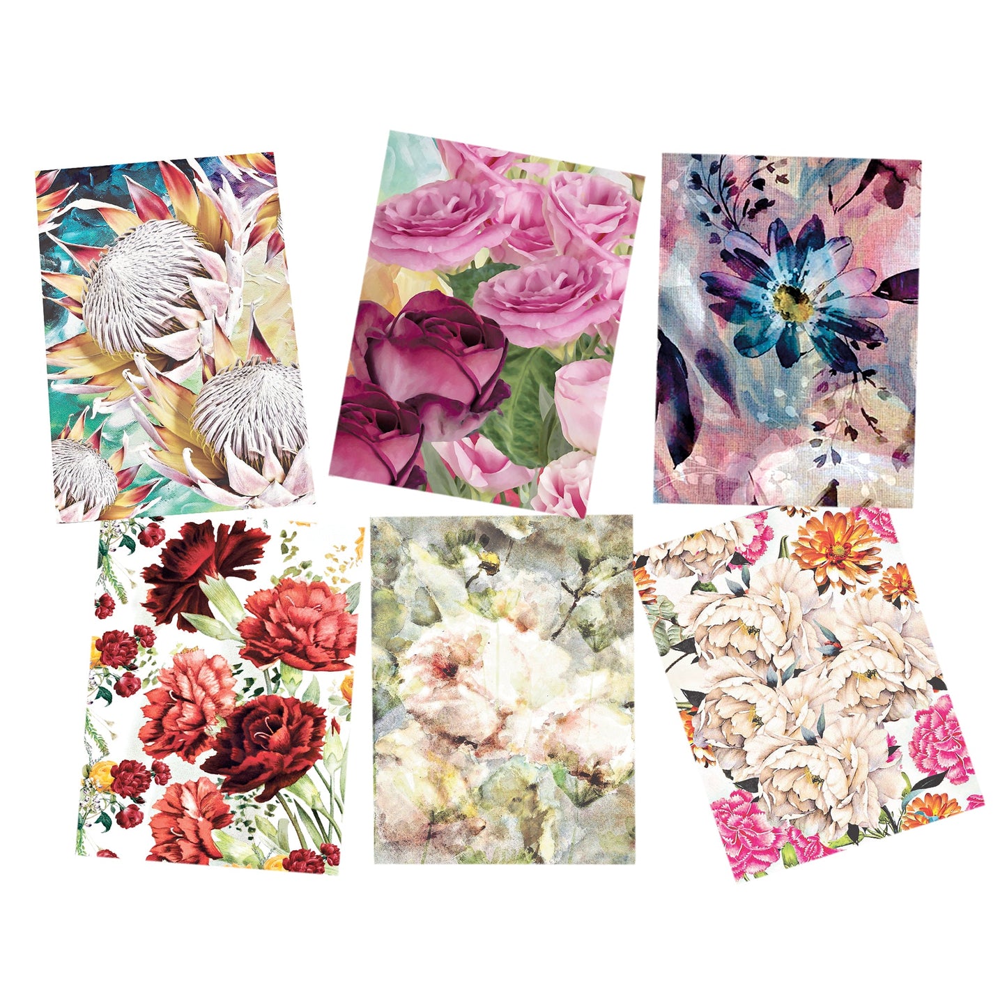 Mix of Painted Floral Decoupage A4 or A5 By Mark van Vuuren