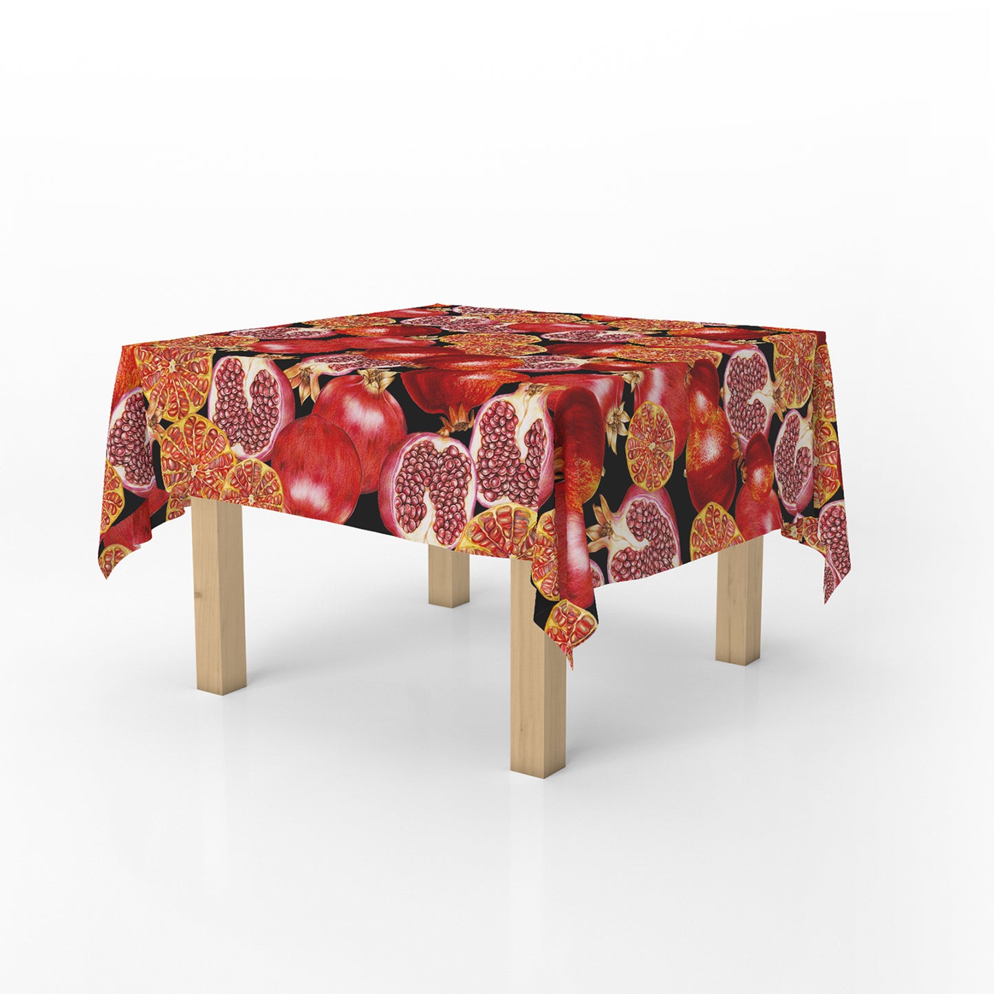 Pomegranates on Black Square Tablecloth By Mark Van Vuuren