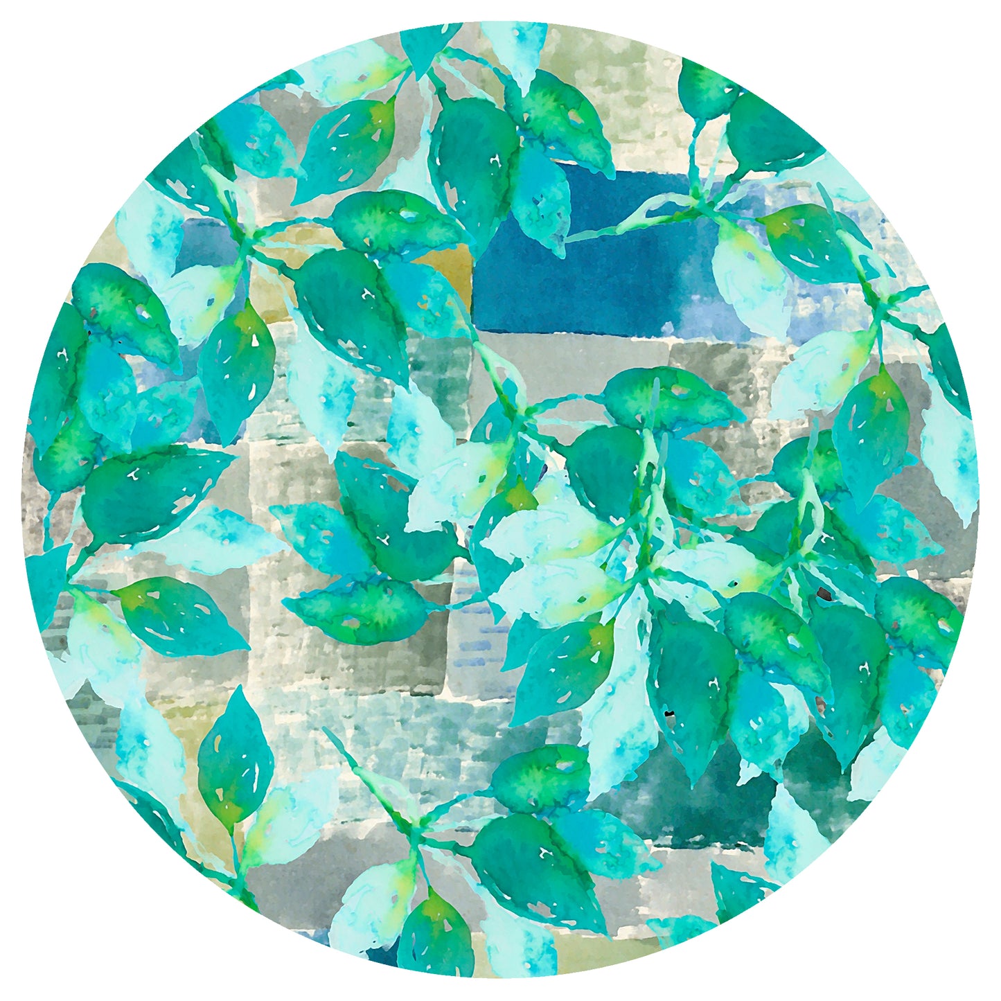 Green Leaves on Rustic Grey Round Tablecloth By Mark Van Vuuren