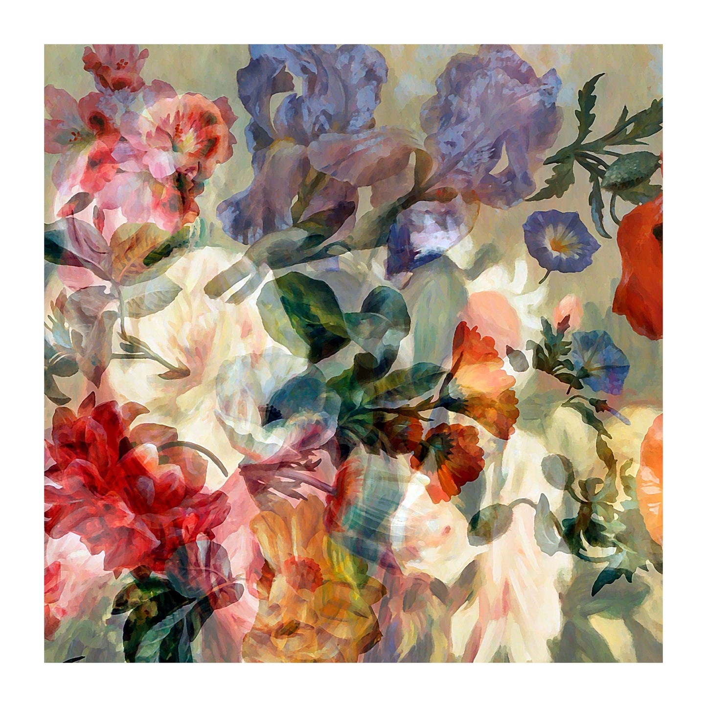 Water Painted Floral Square Tablecloth By Mark Van Vuuren