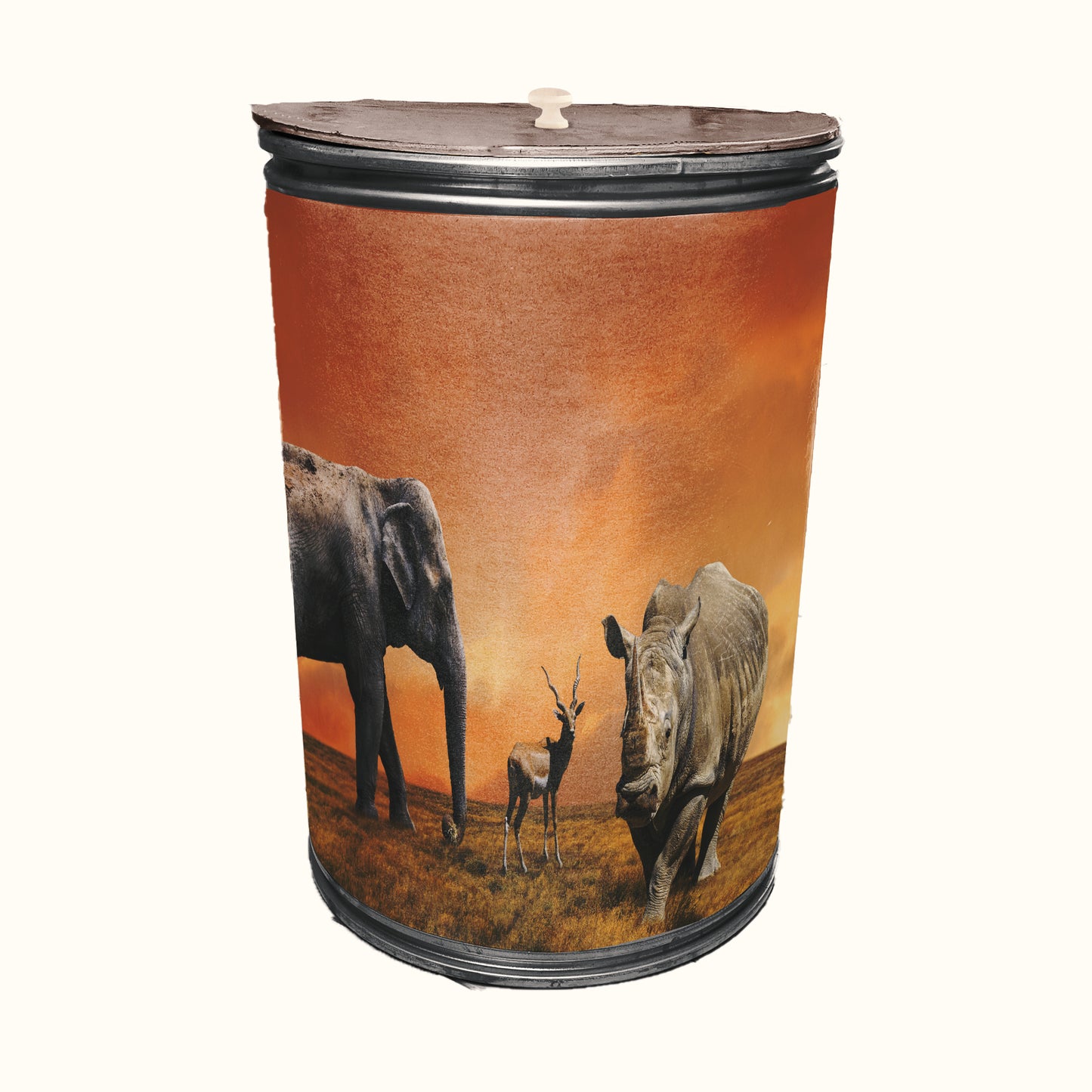 Mix Of Animals Decoupage Drum Cover
