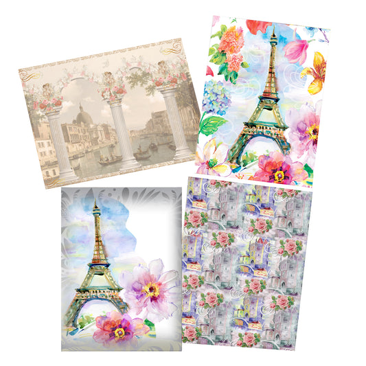 Paris & Venice Floral Decoupage A3