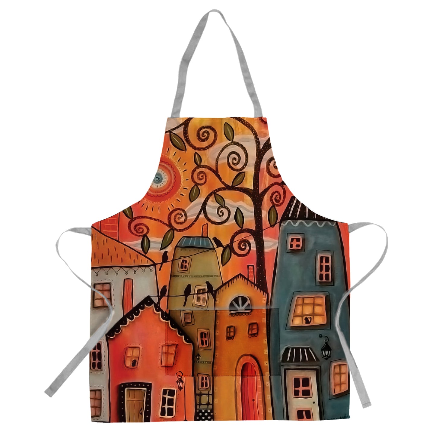 Painted Houses Medium Length Apron