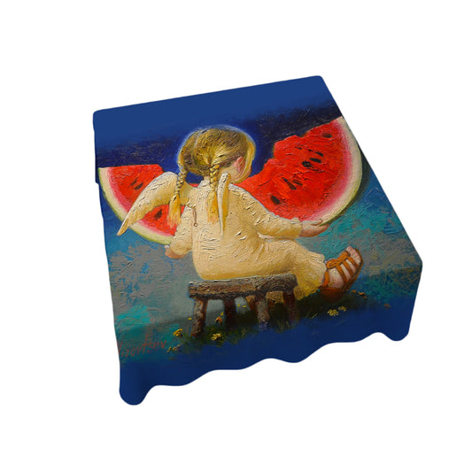 Painted Watermelon Girl Square Tablecloth