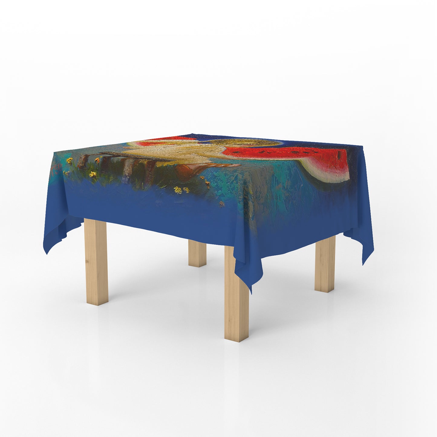Painted Watermelon Girl Square Tablecloth